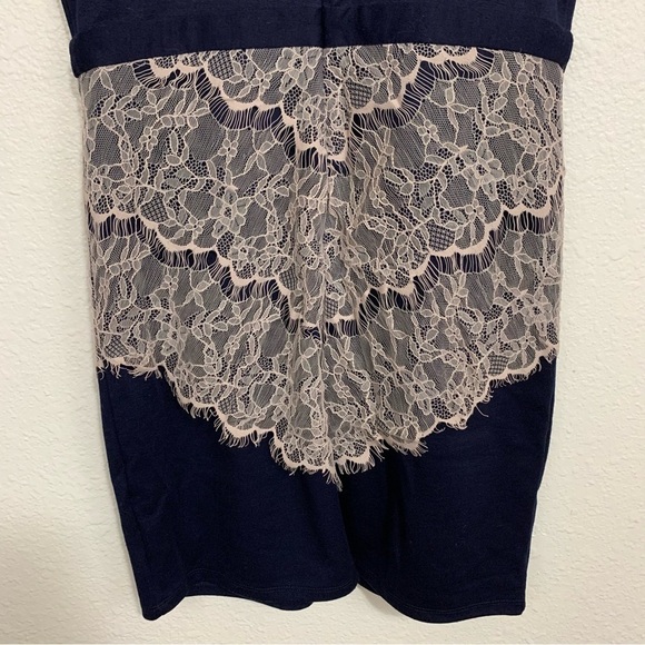 Maurice’s Classic Navy Sheath Dress With Lace Overlay Size M - Picture 7 of 10